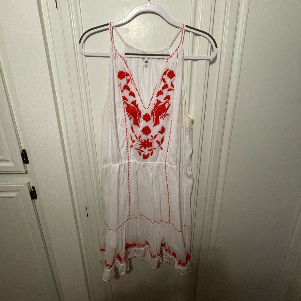 Joie size L mini dress with beautiful red embroidery
